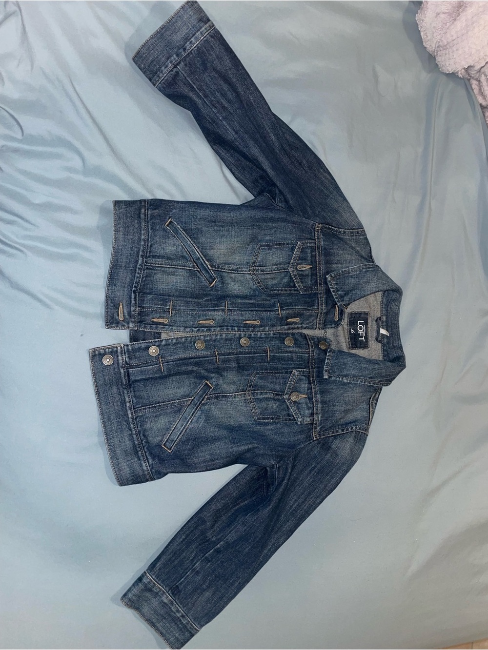 LOFT Women's Dark Blue Washed Denim Jacket